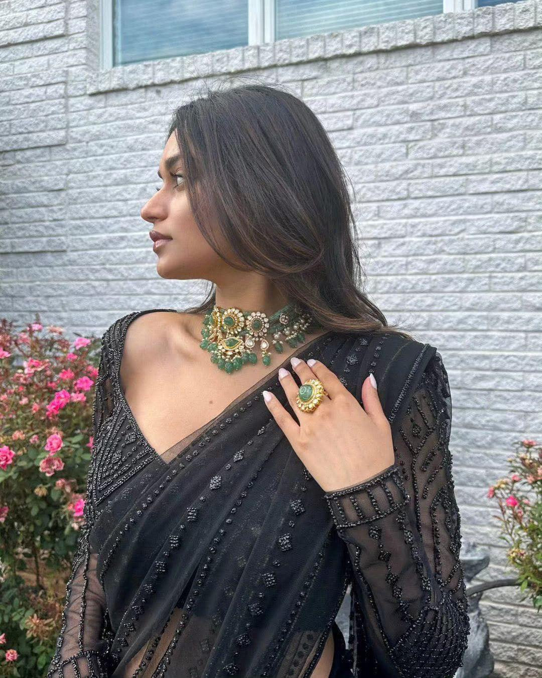 Black Net Saree