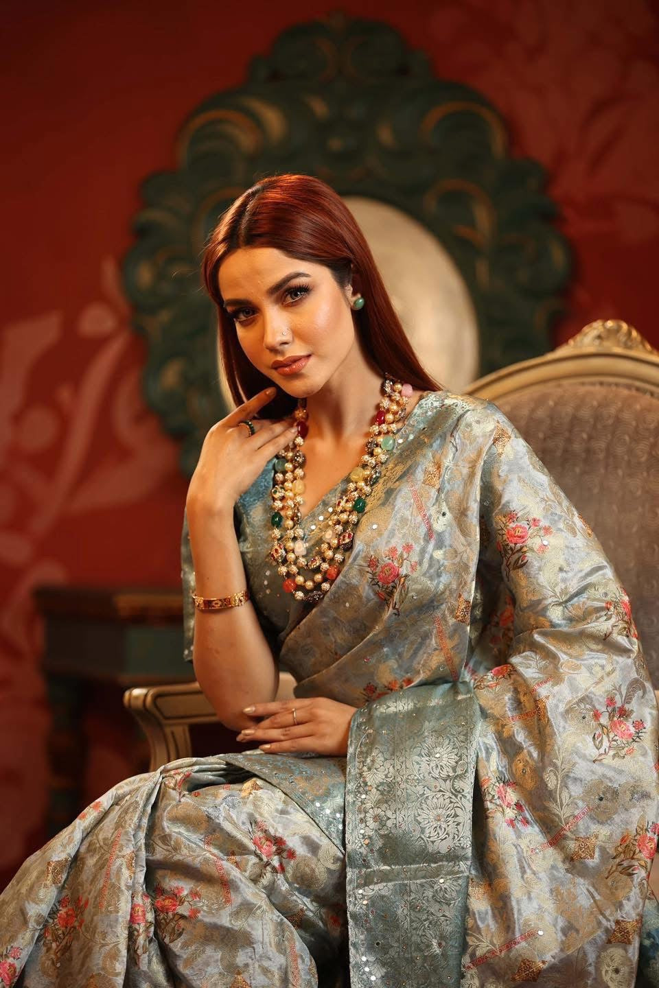 Ash Bandhej Saree