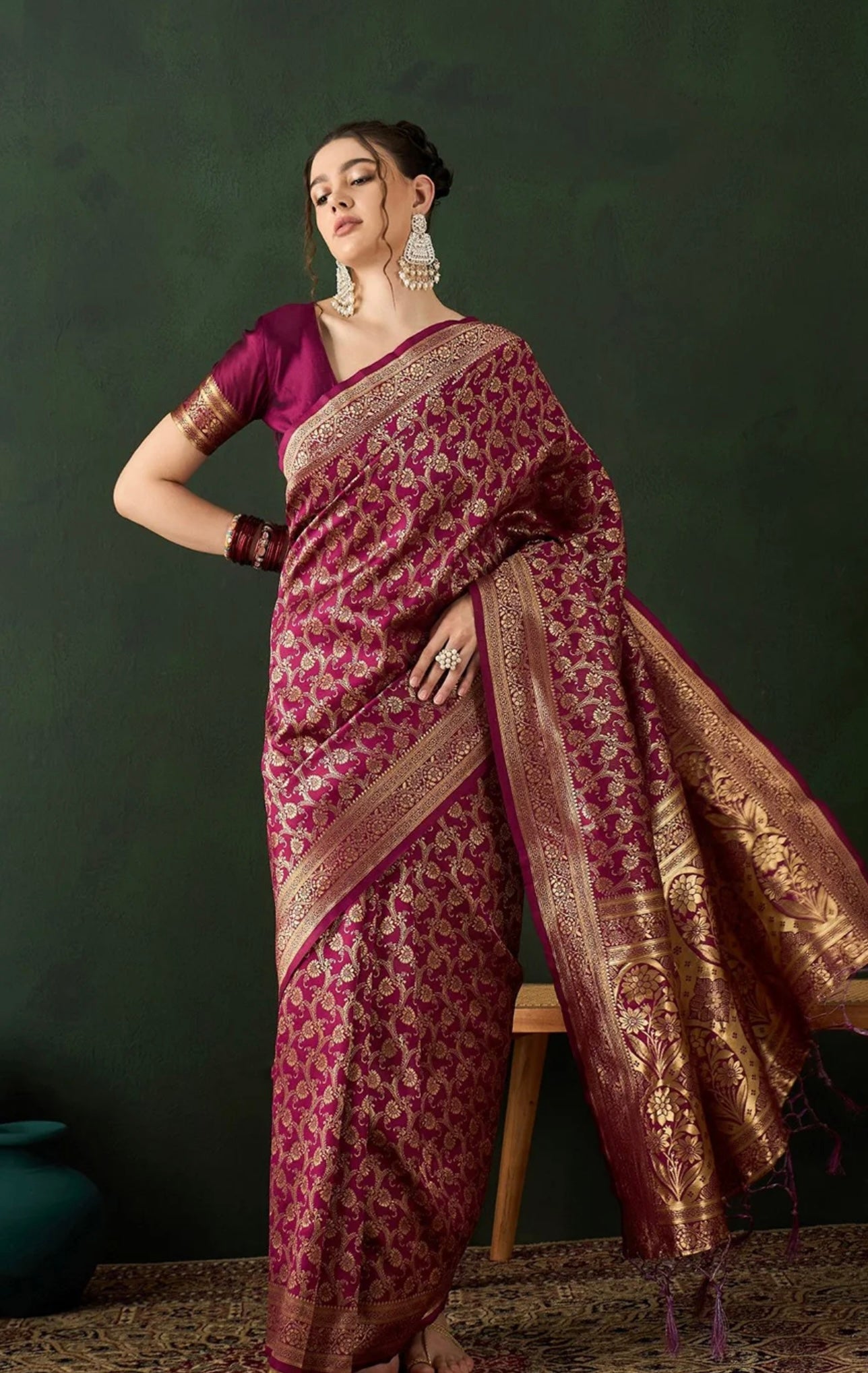 Wine Jaal Saree