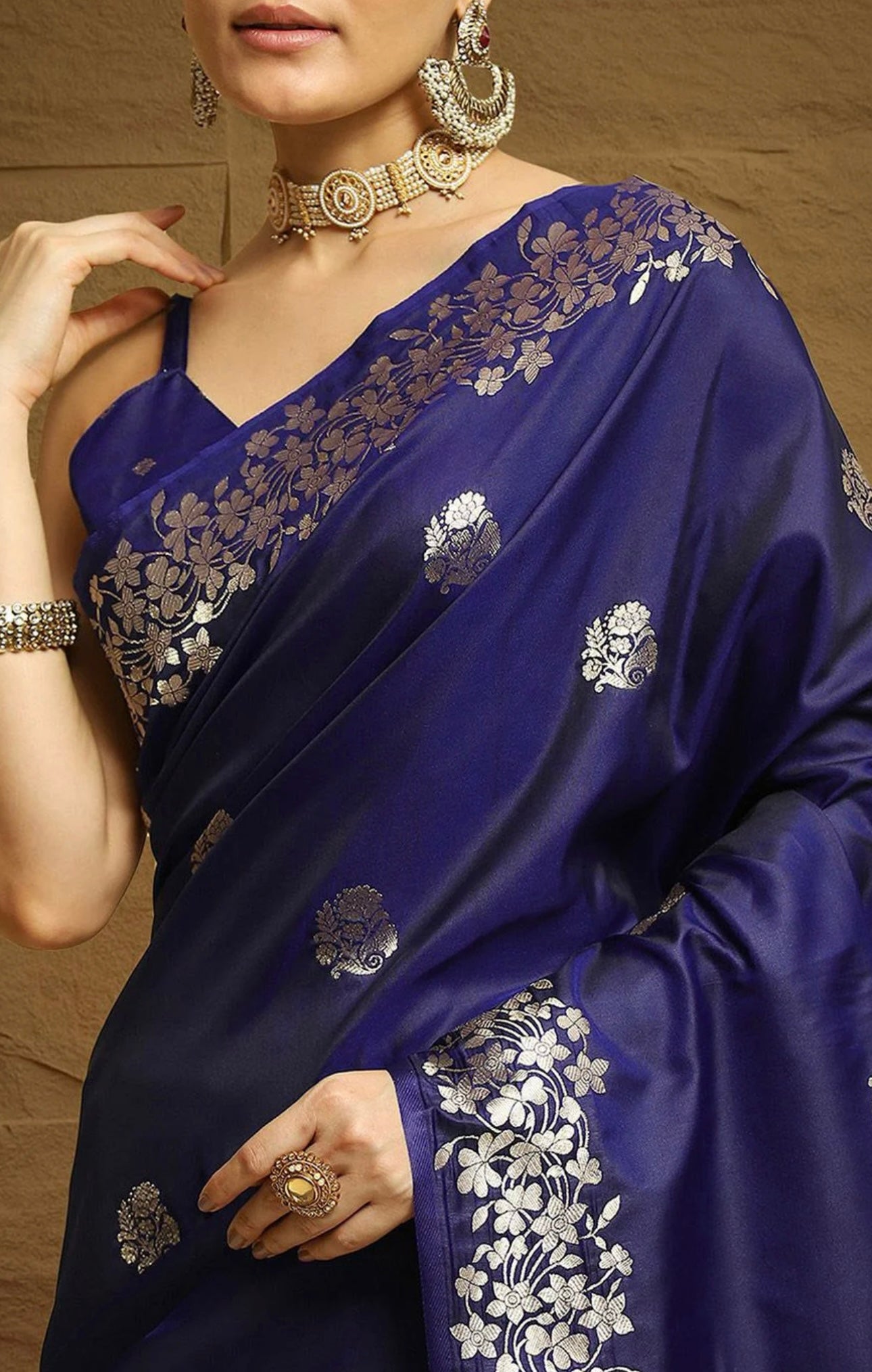 Blue Katan Saree