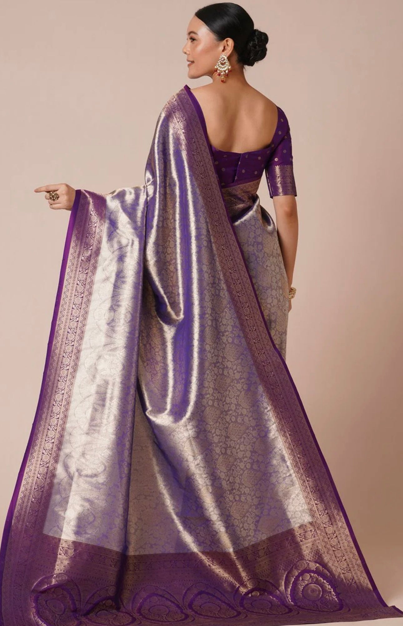 Purple & Silver Kanjiwaram