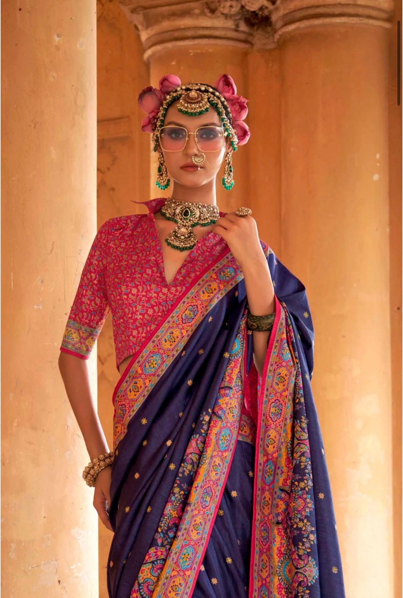 Navy Blue Flora saree