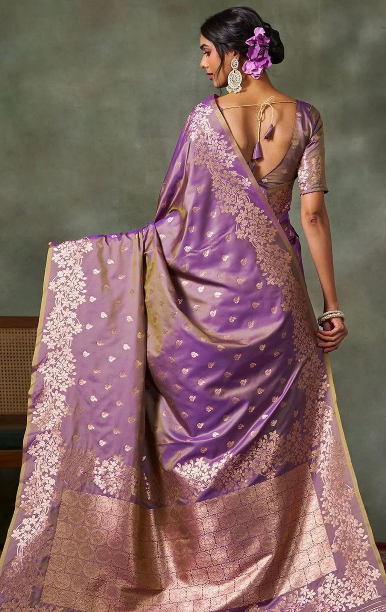 Light Purple & Gold Saree