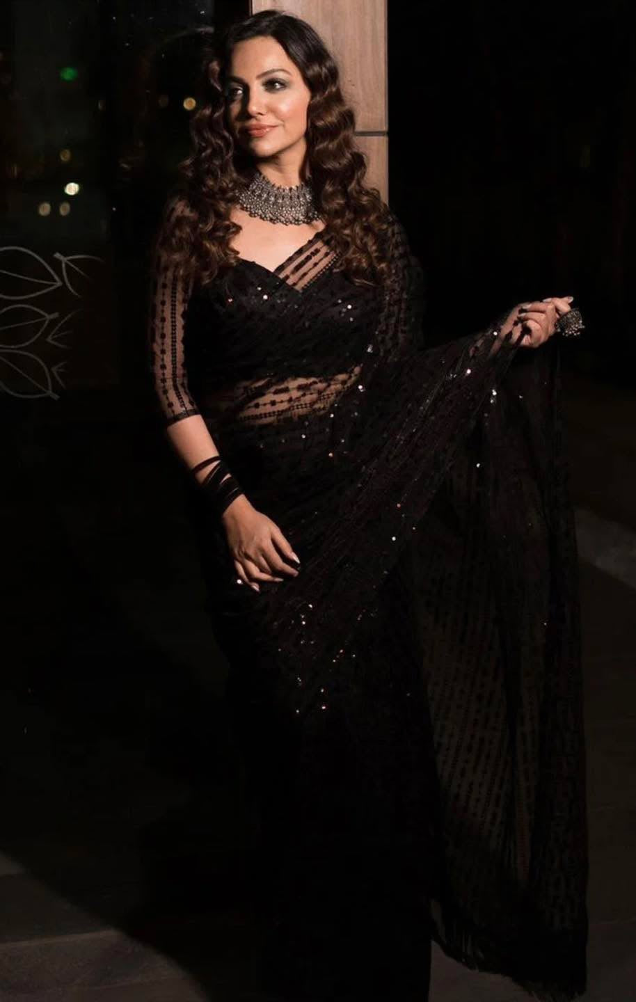 Black Handwork Saree