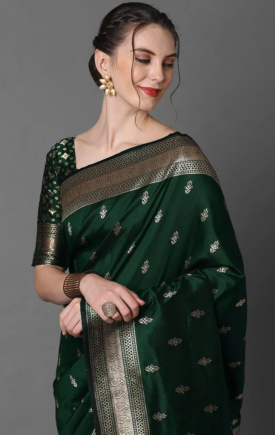 Deep Emerald Banarasi Silk