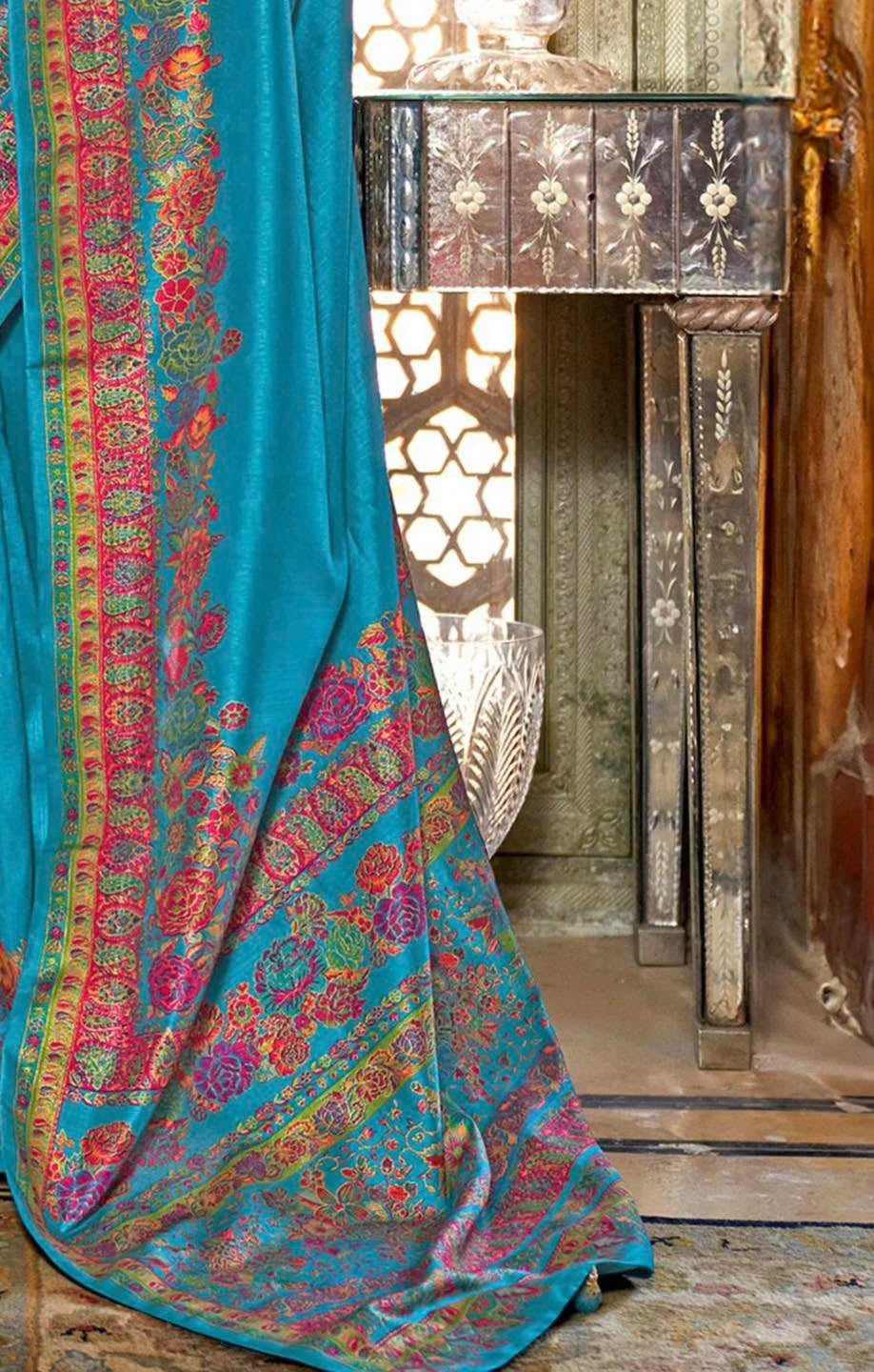 Electric Blue Kani Silk Saree