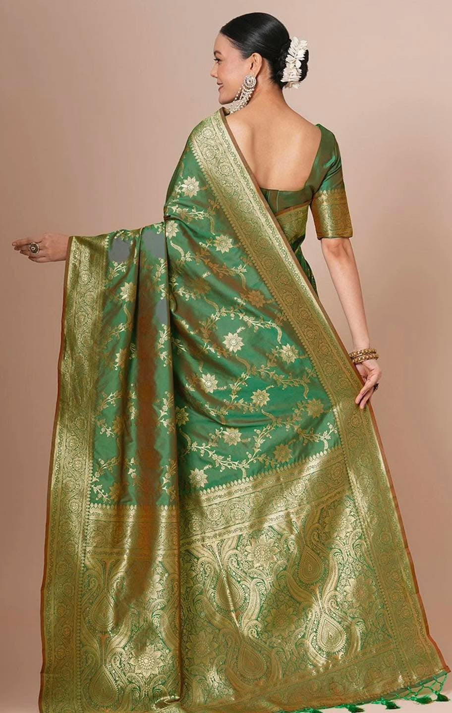 Emerald Green Banarasi Saree