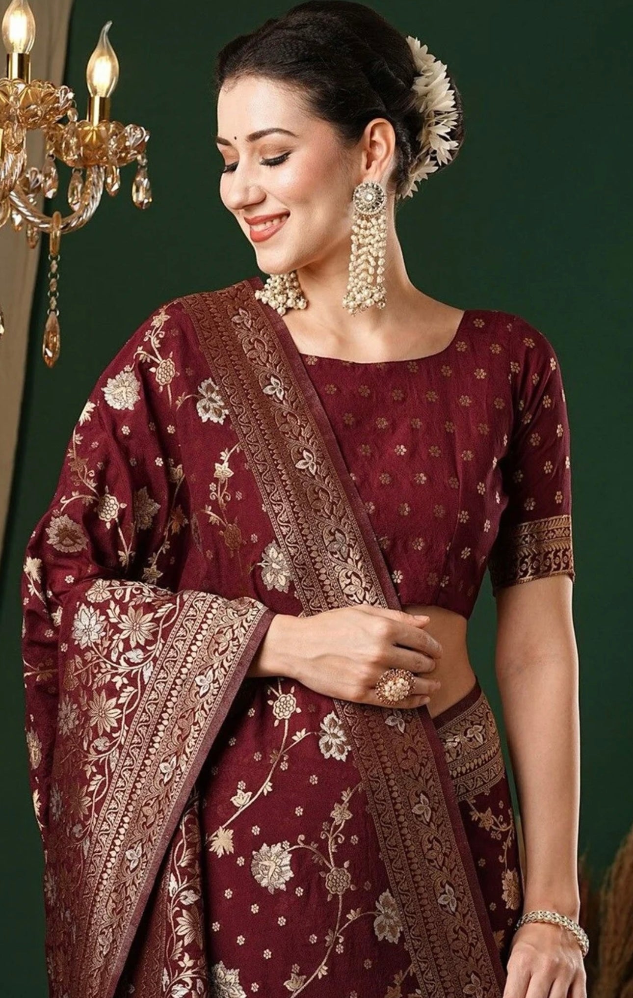 Maroon Jal Kanchiwaram