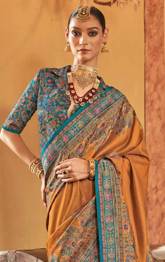 Mustard Kani Silk Saree