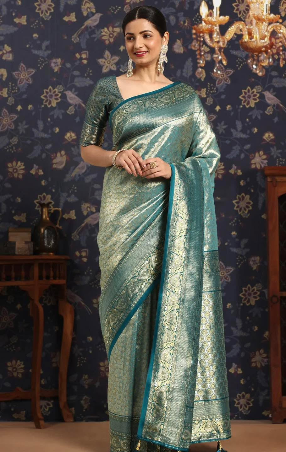 Green & Silver Saree