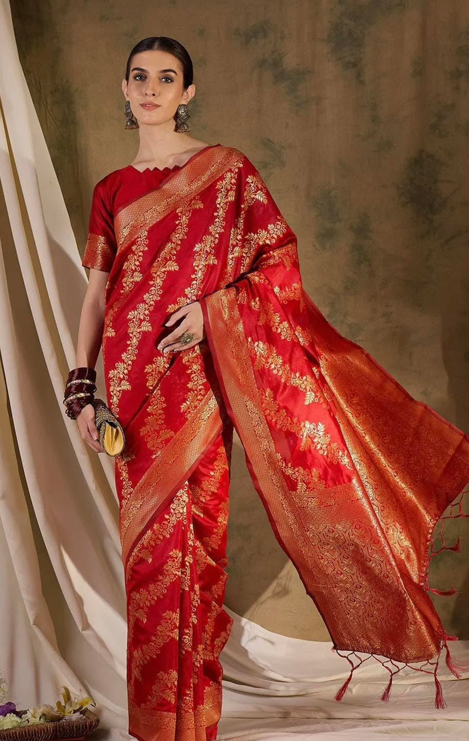 Red Bridal Banarasi Saree