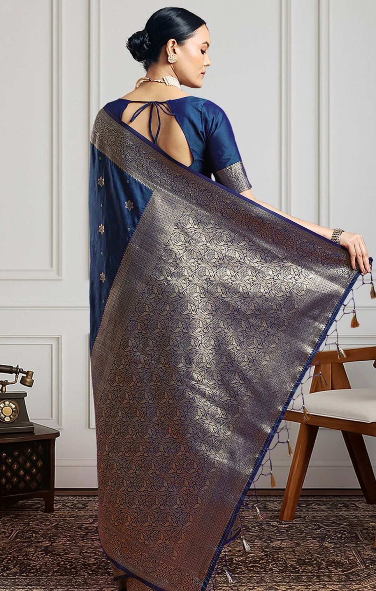 Indigo Kanjiwaram Saree