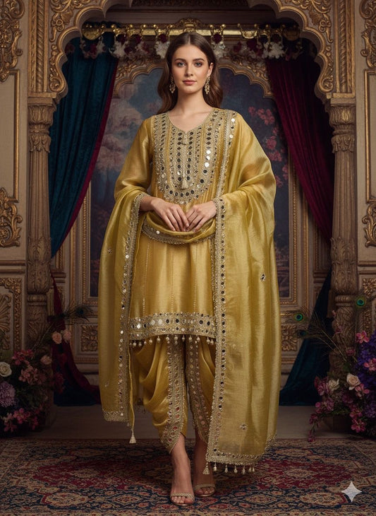 Golden Anarkali Dress