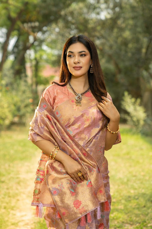 Lavender jamdani saree