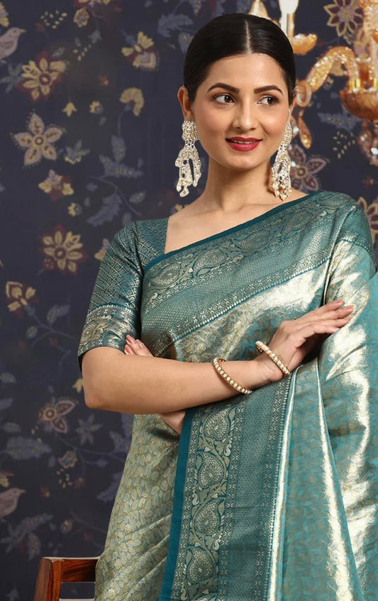 Green & Silver Saree