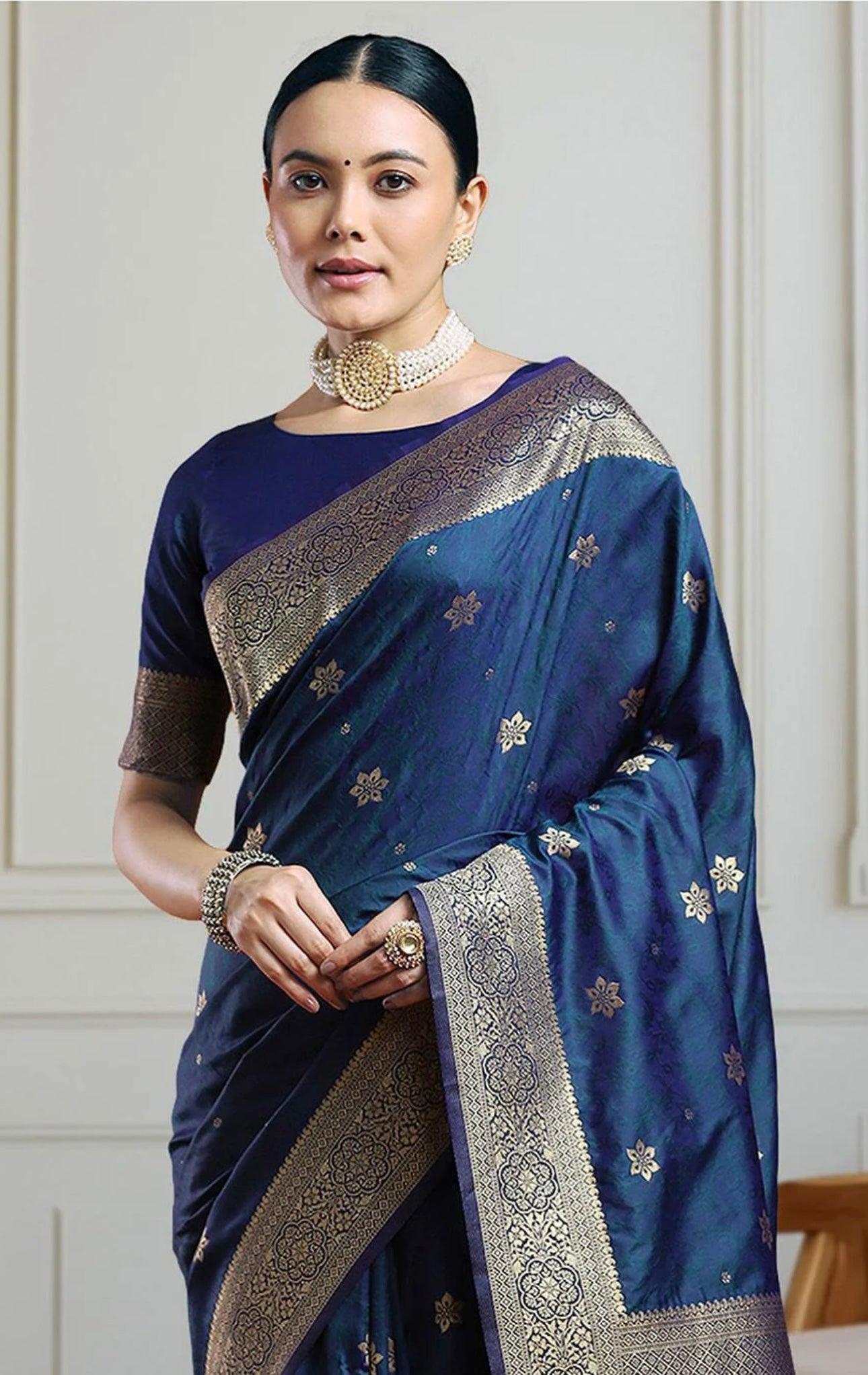 Indigo Kanjiwaram Saree
