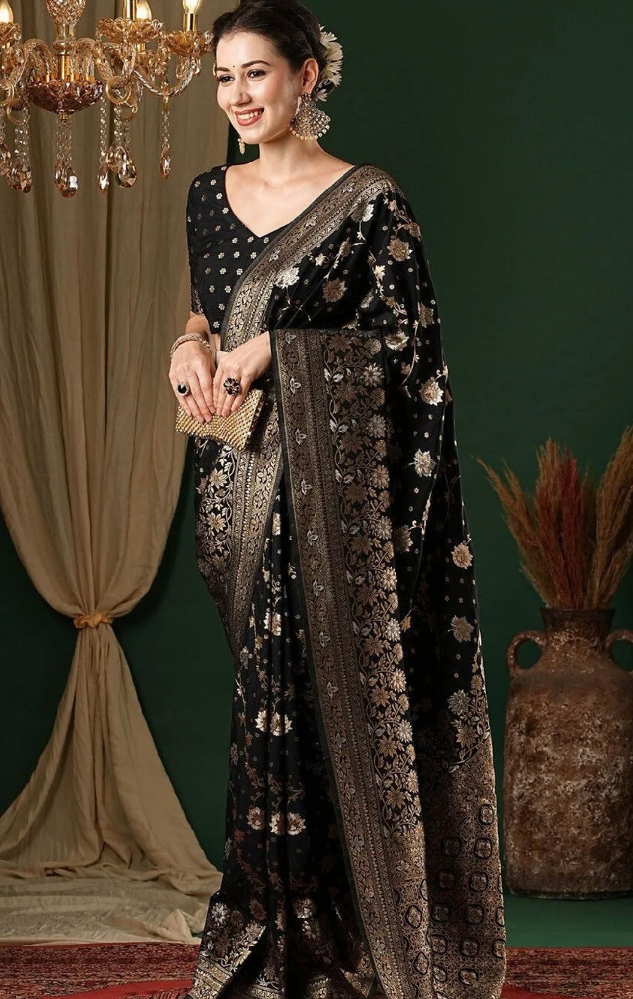 Black Kanchiwaram Saree
