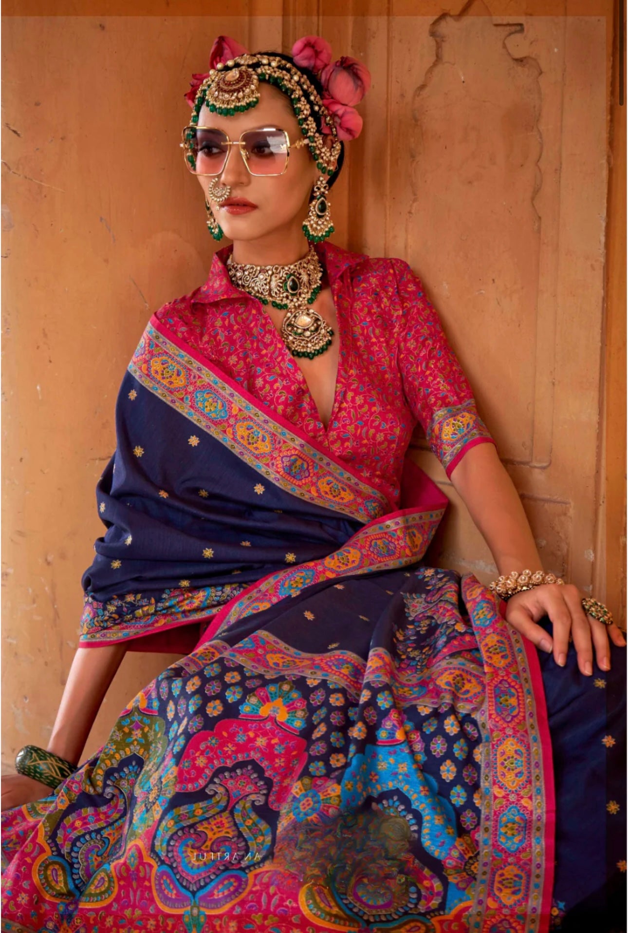 Navy Blue Flora saree