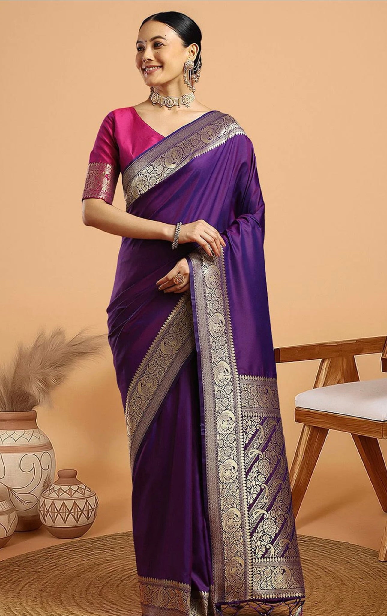 Purple Kanjiwaram Saree