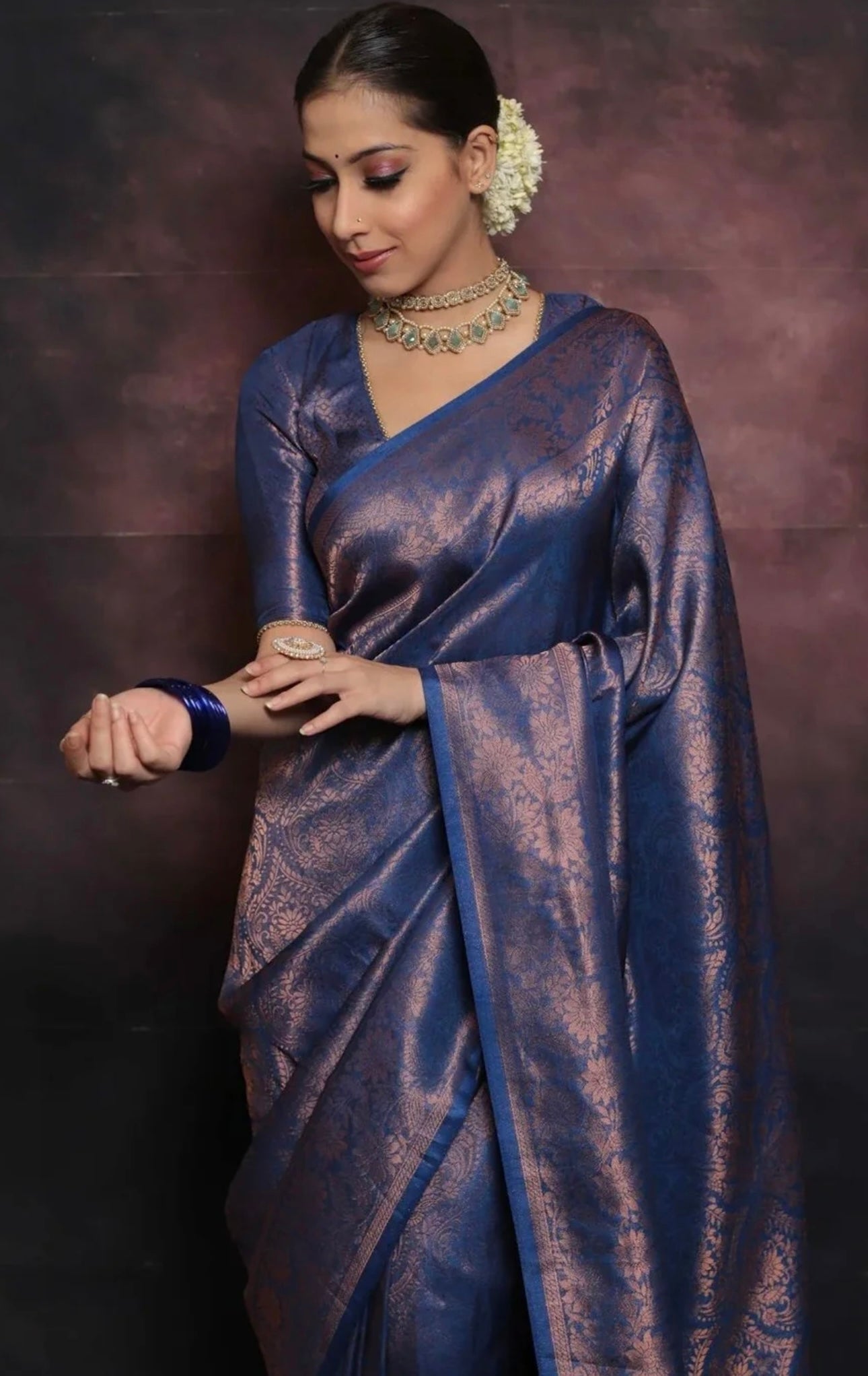Blue Kanchiwaram Saree