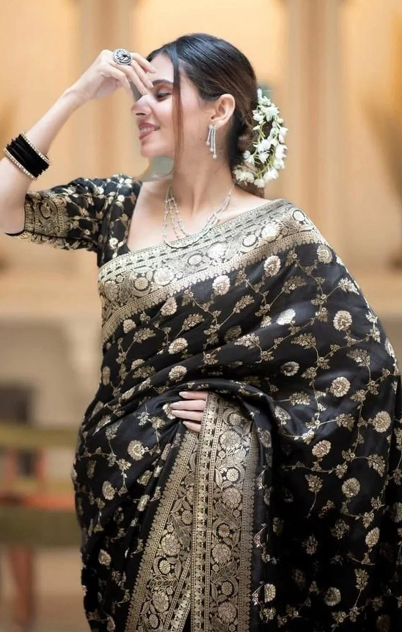 Black Jaal Kanjiwaram Saree