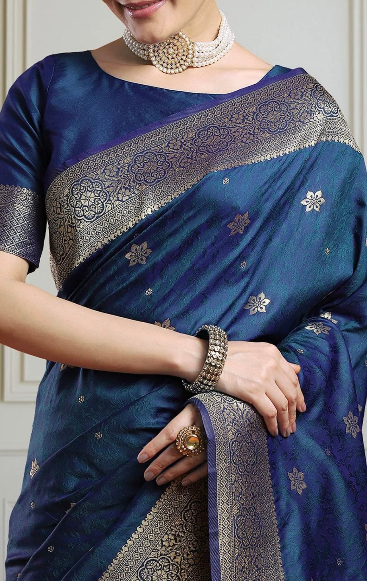 Indigo Kanjiwaram Saree