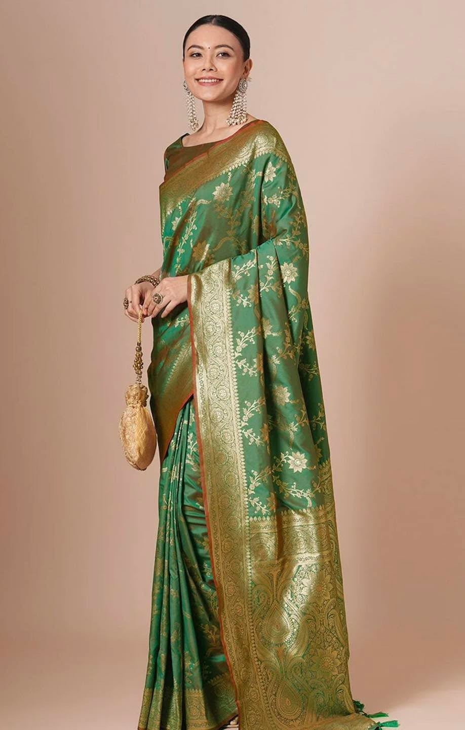 Emerald Green Banarasi Saree
