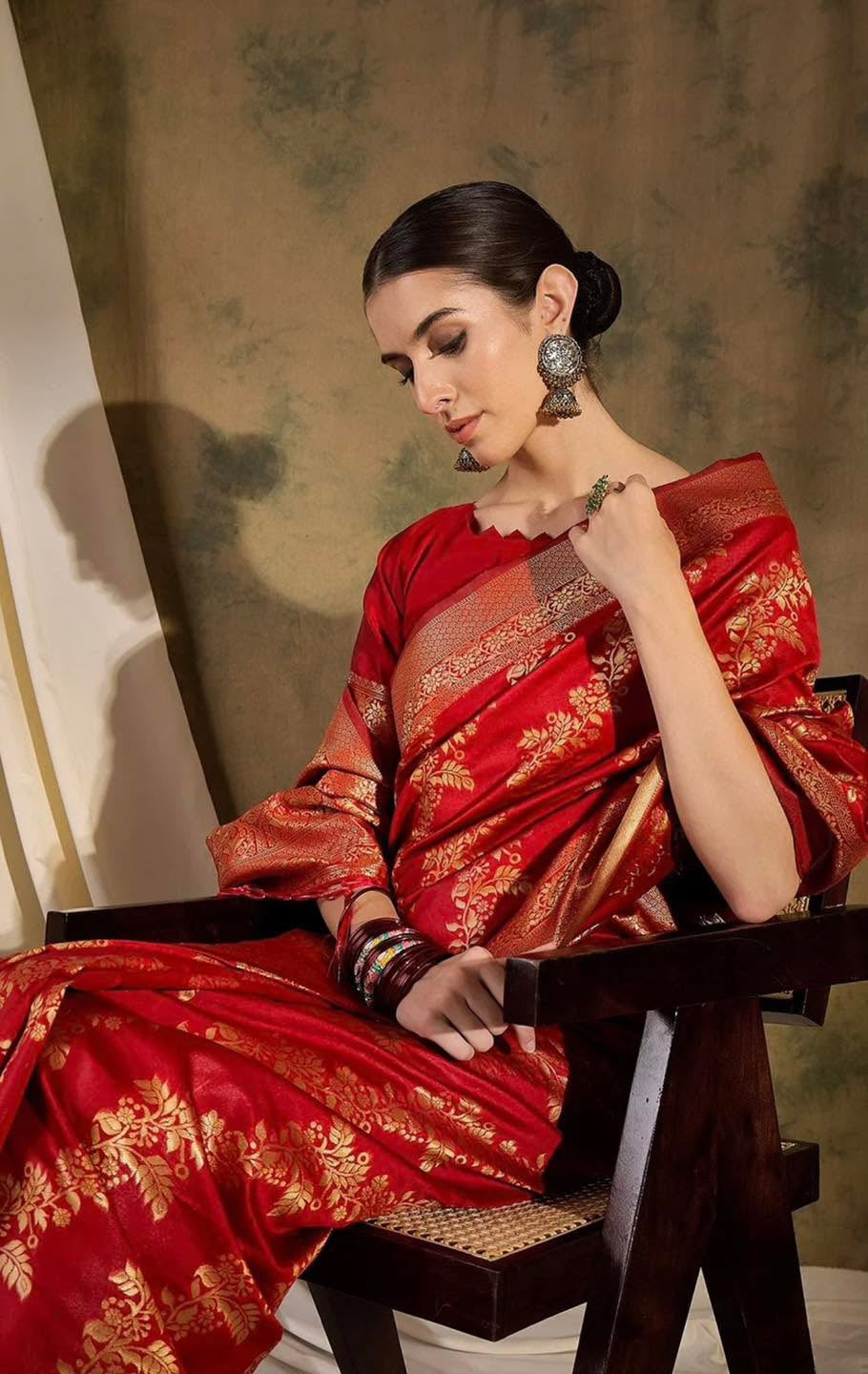 Red Bridal Banarasi Saree