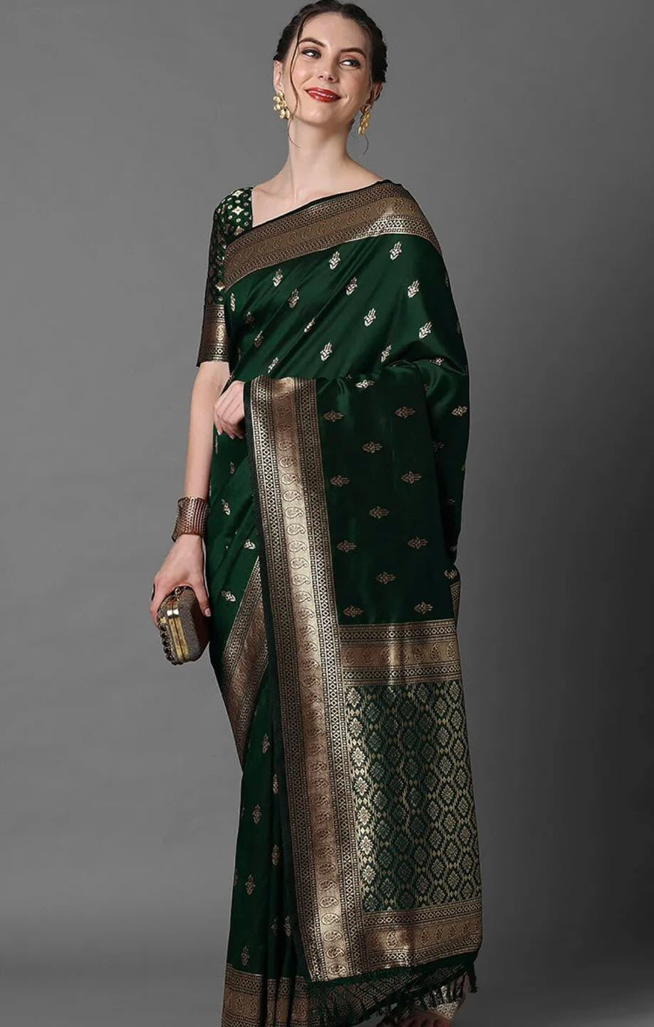 Deep Emerald Banarasi Silk