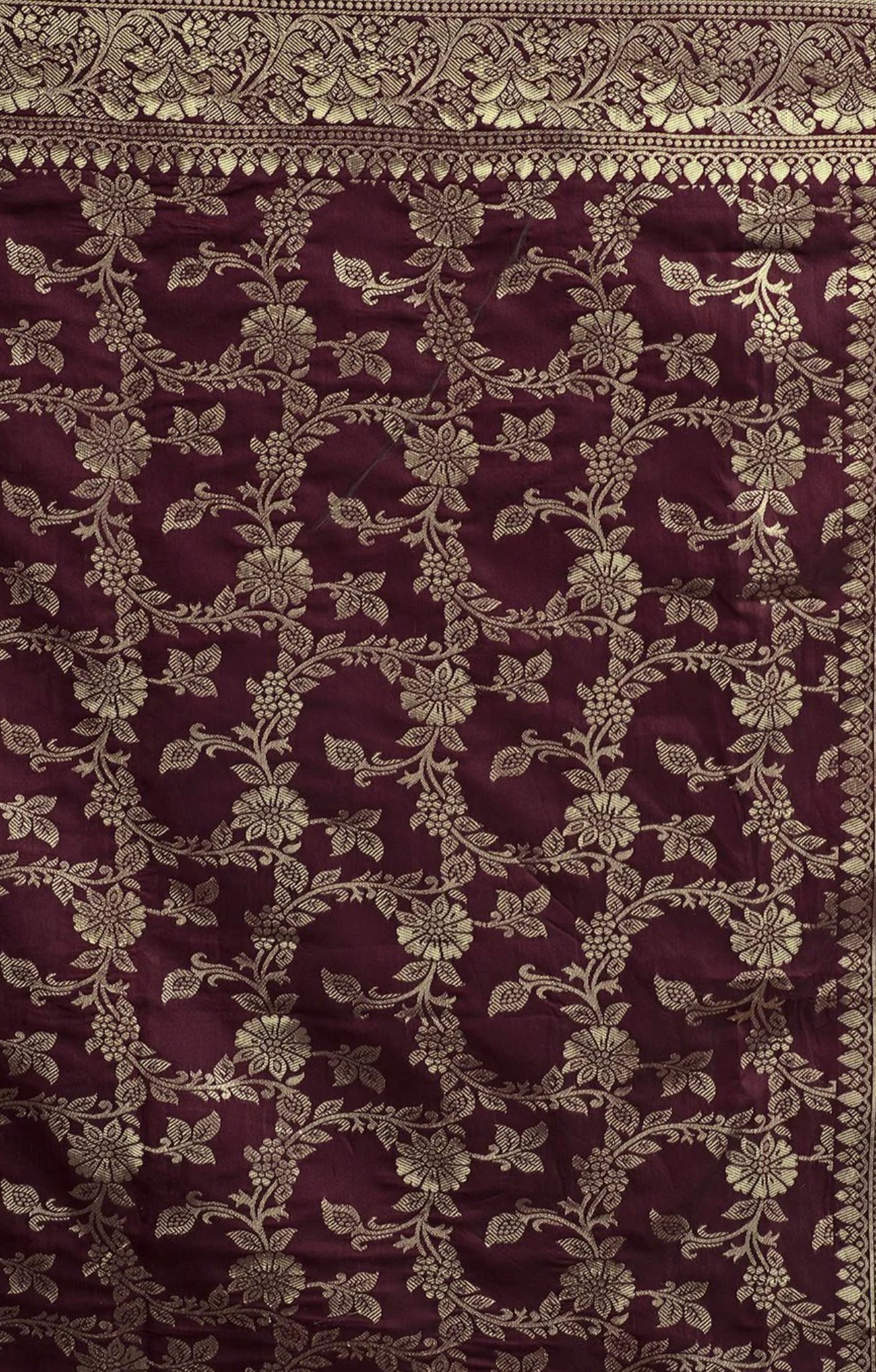 Maroon Jaal Kanjiwaram saree