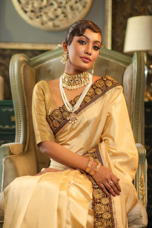 Off white gadwal silk