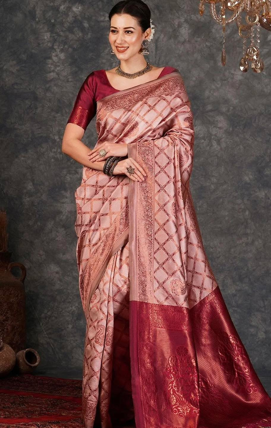 Dusky Pink Silk Saree