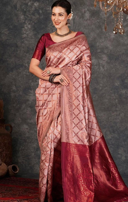 Dusky Pink Silk Saree