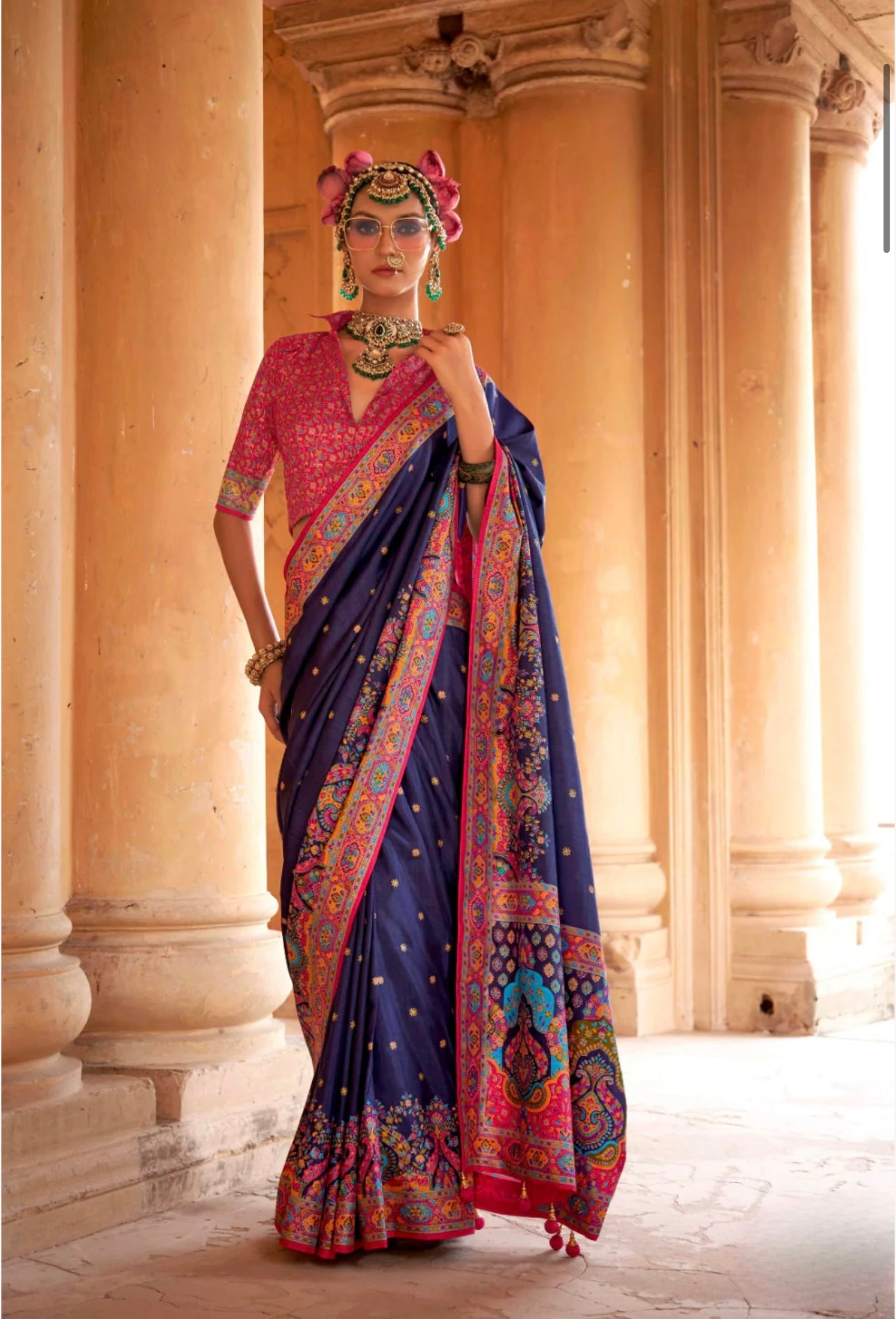 Navy Blue Flora saree