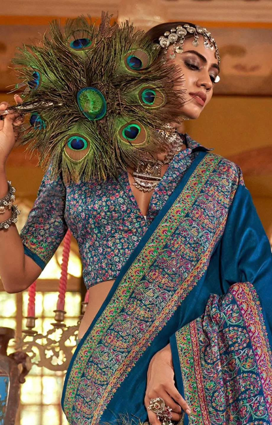 Indigo Kani Silk Saree