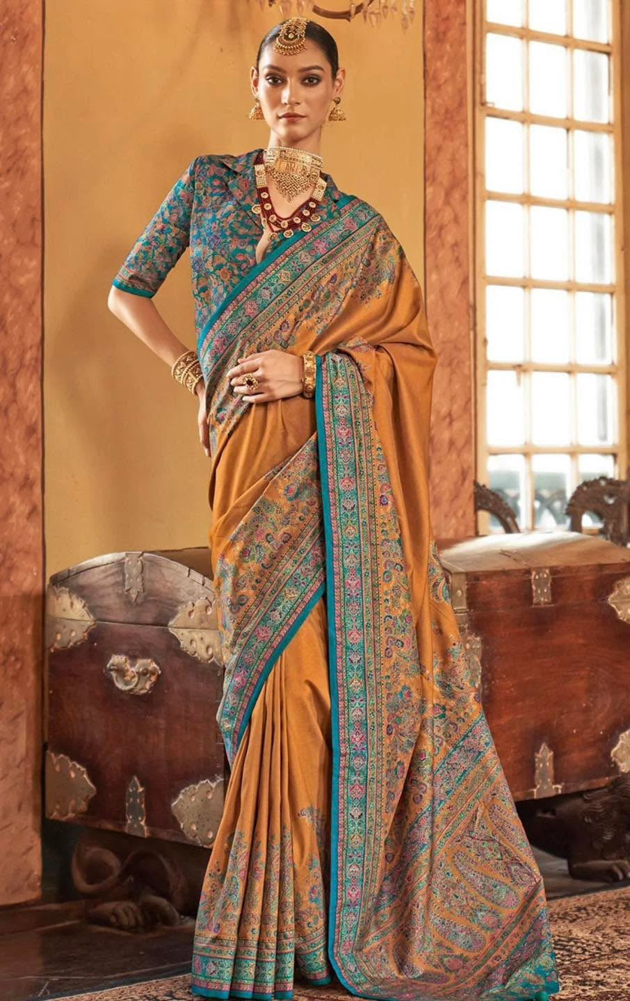 Mustard Kani Silk Saree