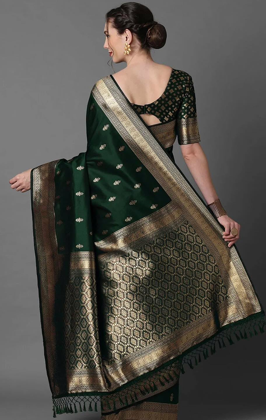 Deep Emerald Banarasi Silk