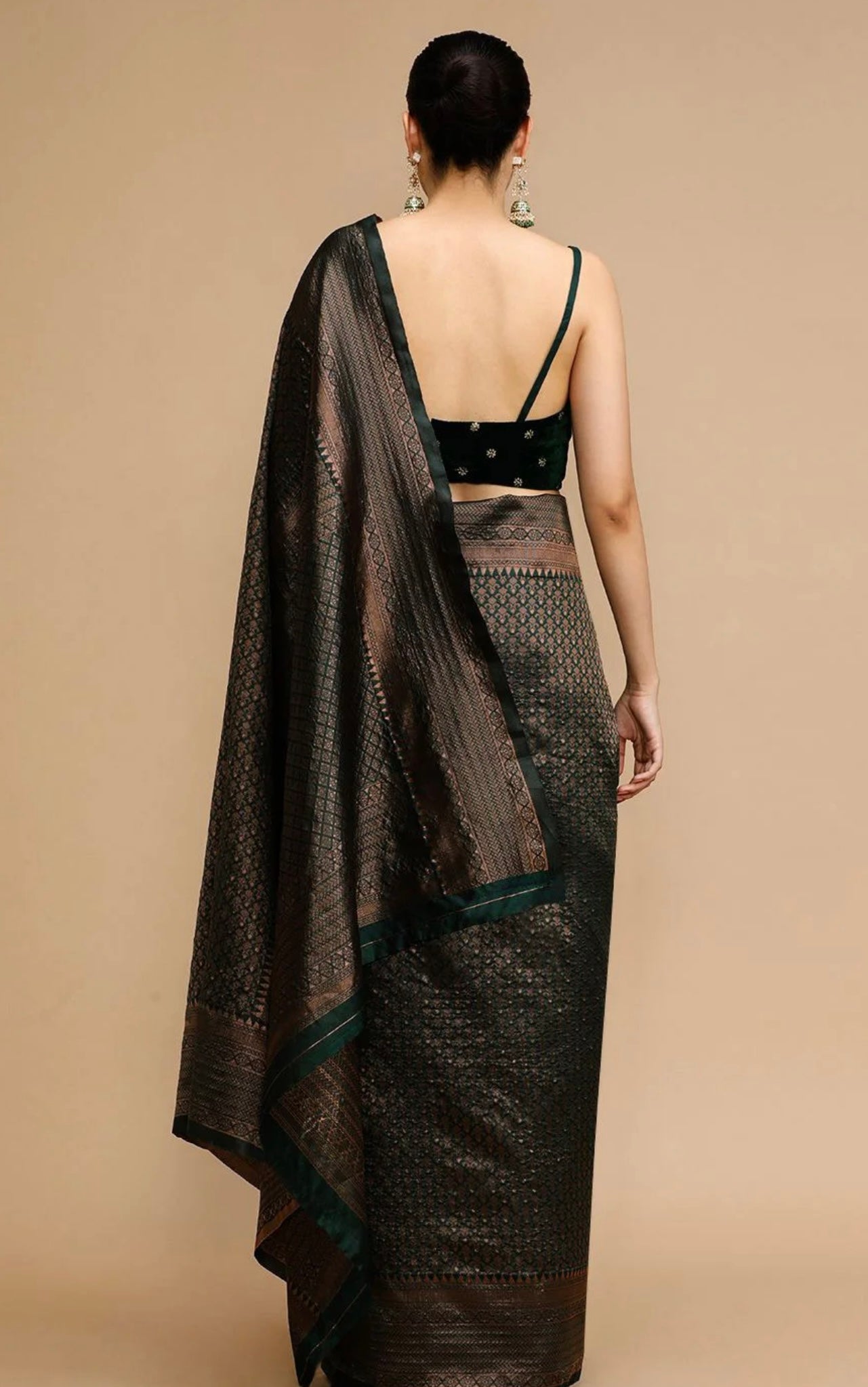 Black & Green Kanchiwaram Saree