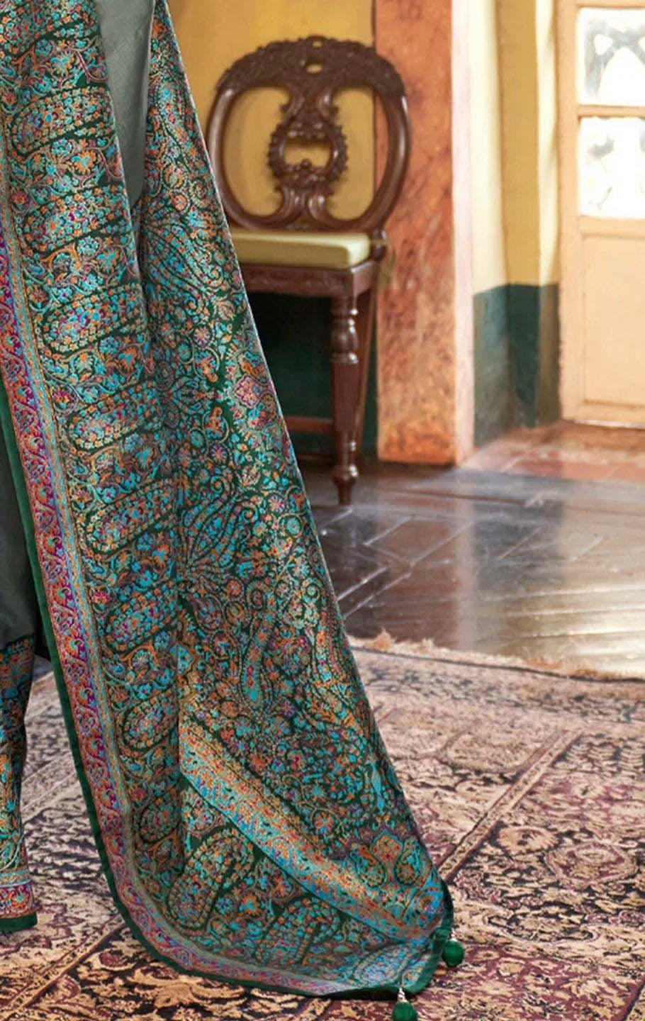 Sea Green Kani Silk Saree