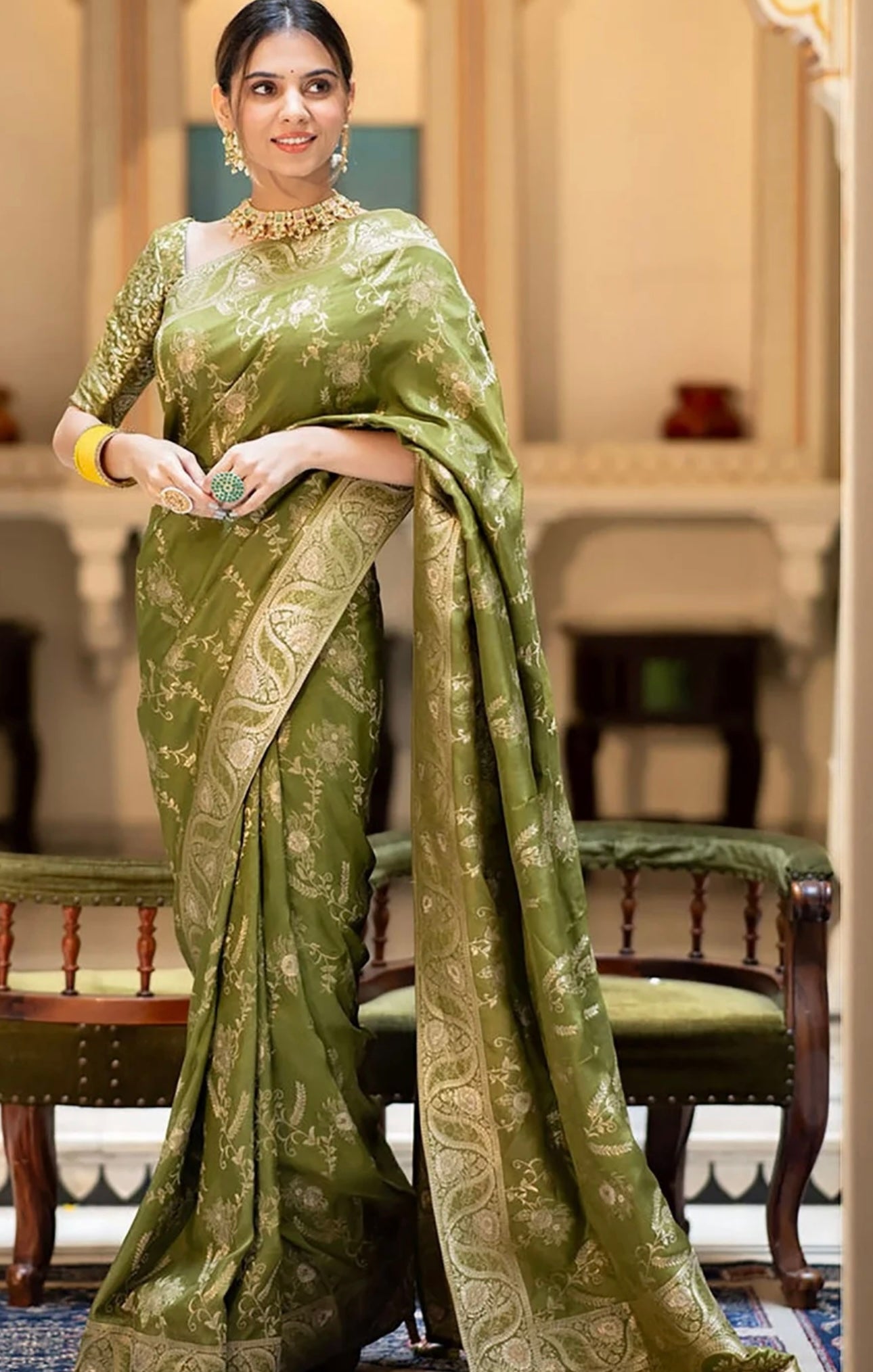 Pastel Green Banarasi