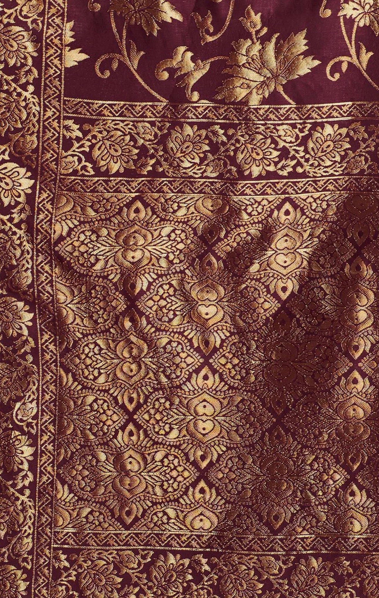 Maroon Jaal Flora Banarasi Saree
