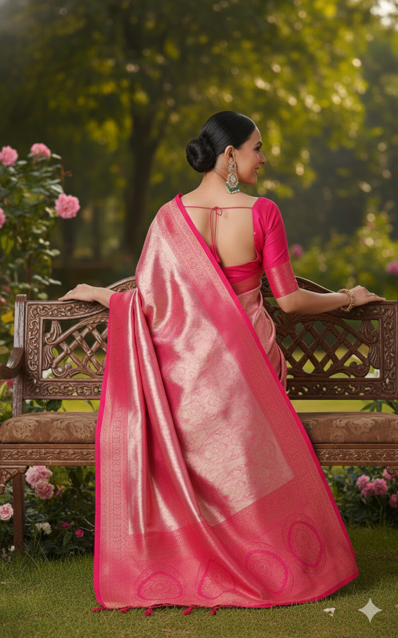 Hot Pink Kanjiwaram Saree
