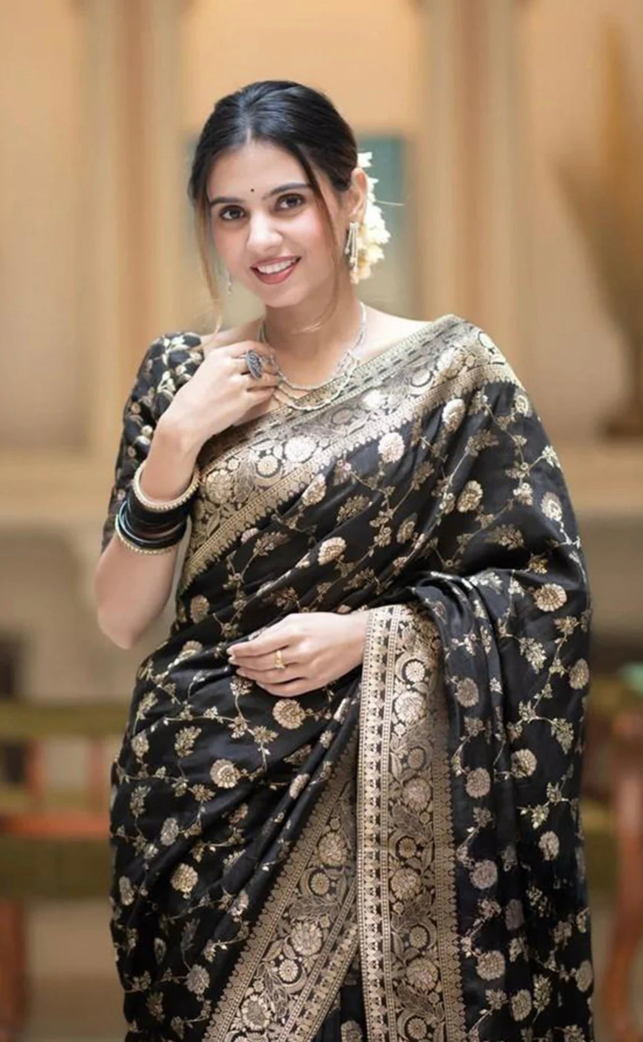 Black Jaal Kanjiwaram Saree
