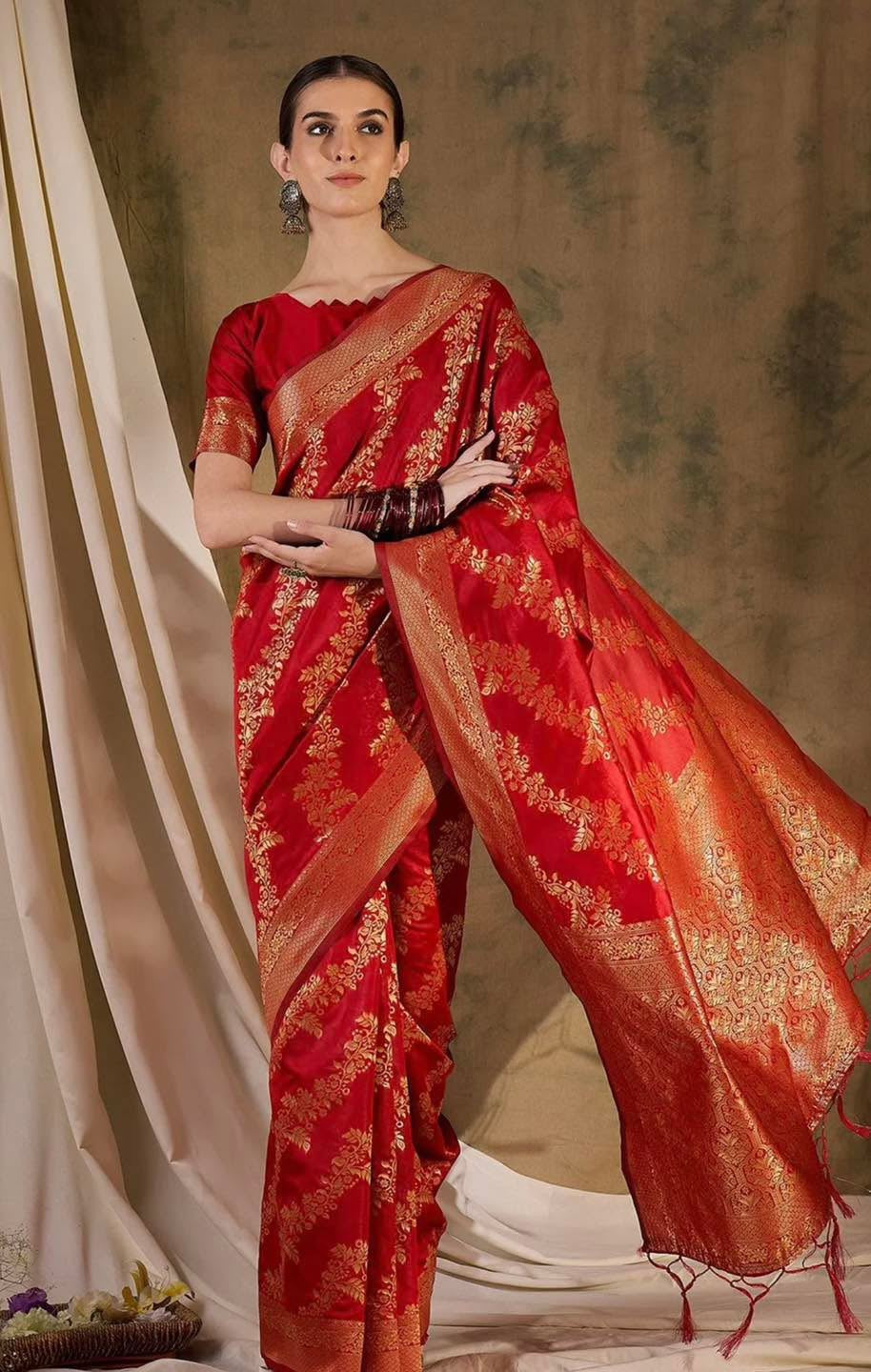 Red Bridal Banarasi Saree