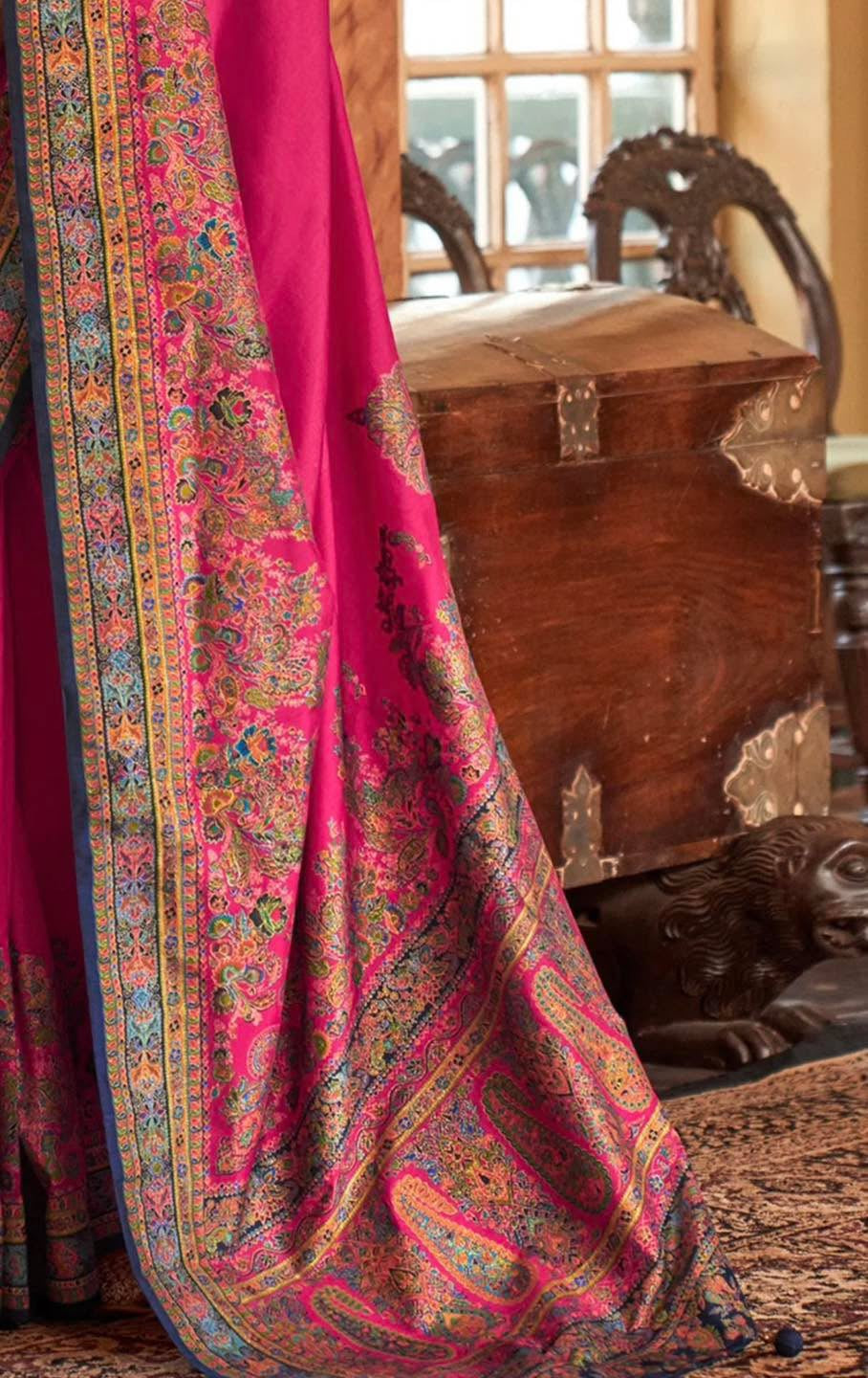 Hot Pink Kani Silk Saree