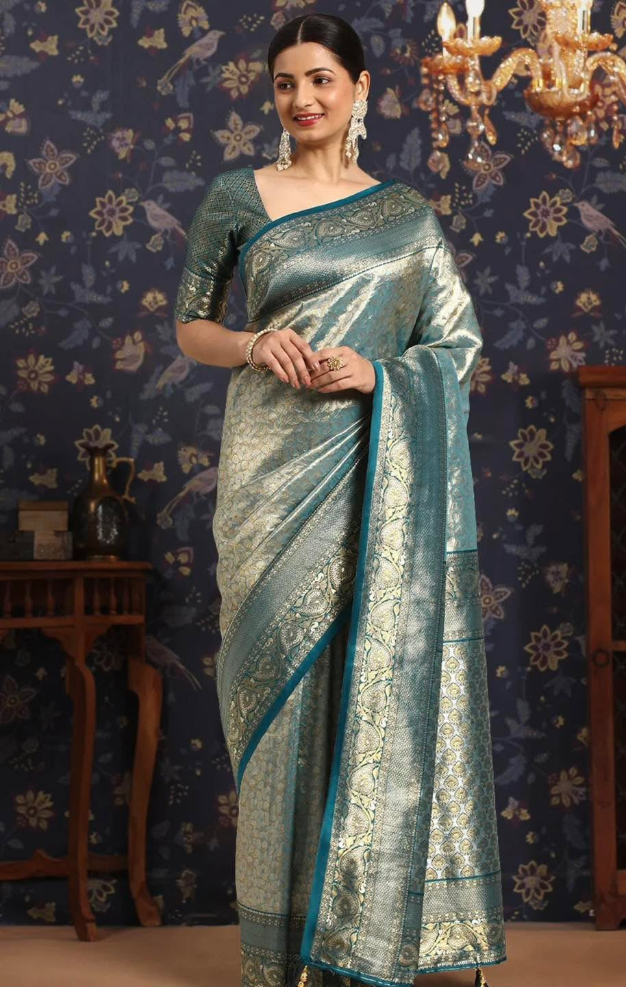 Green & Silver Saree