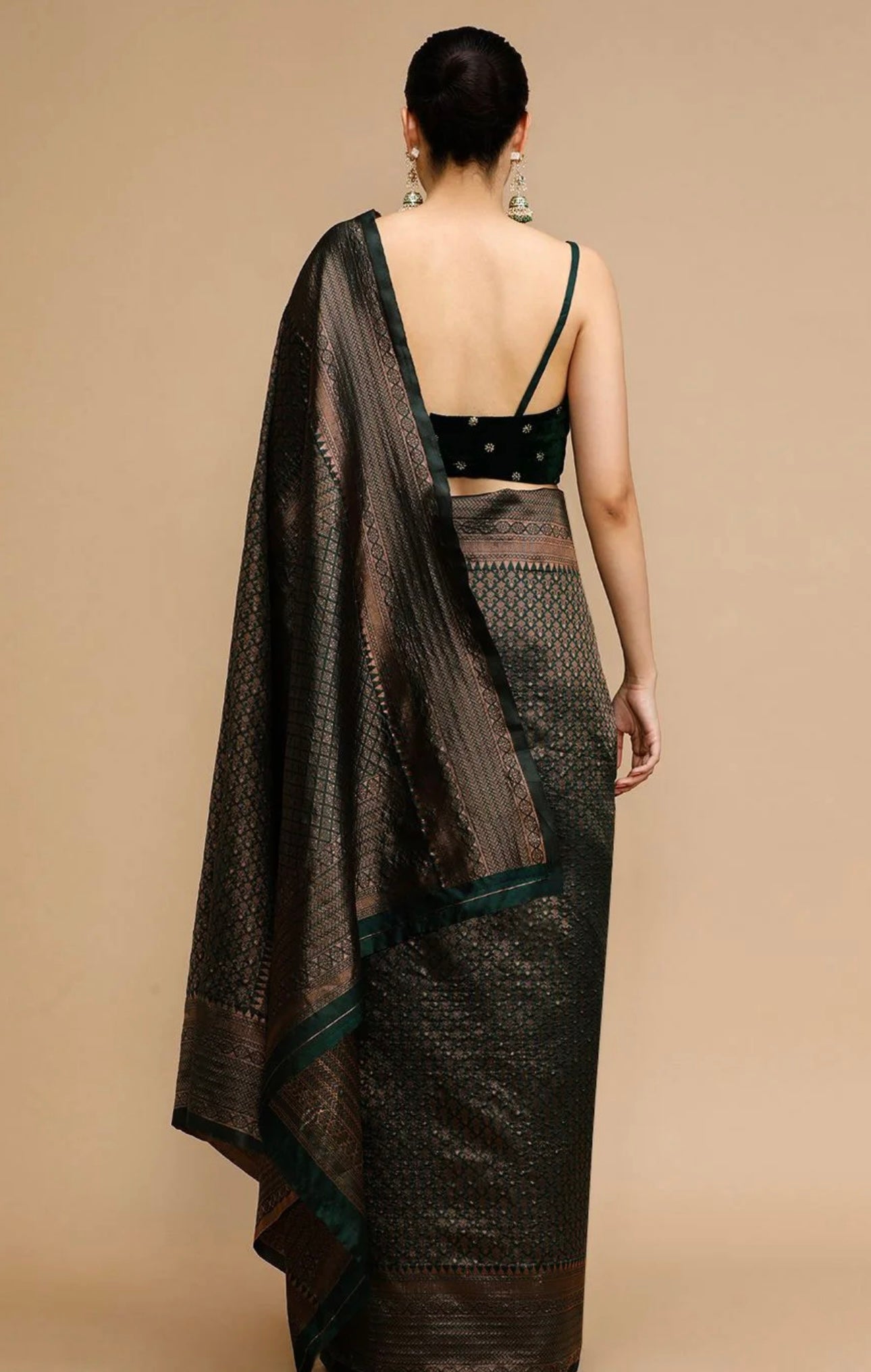 Black & Green Kanchiwaram Saree
