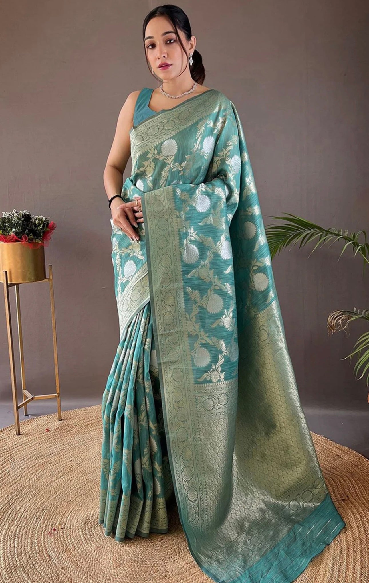 Sea Green Banarasi Saree