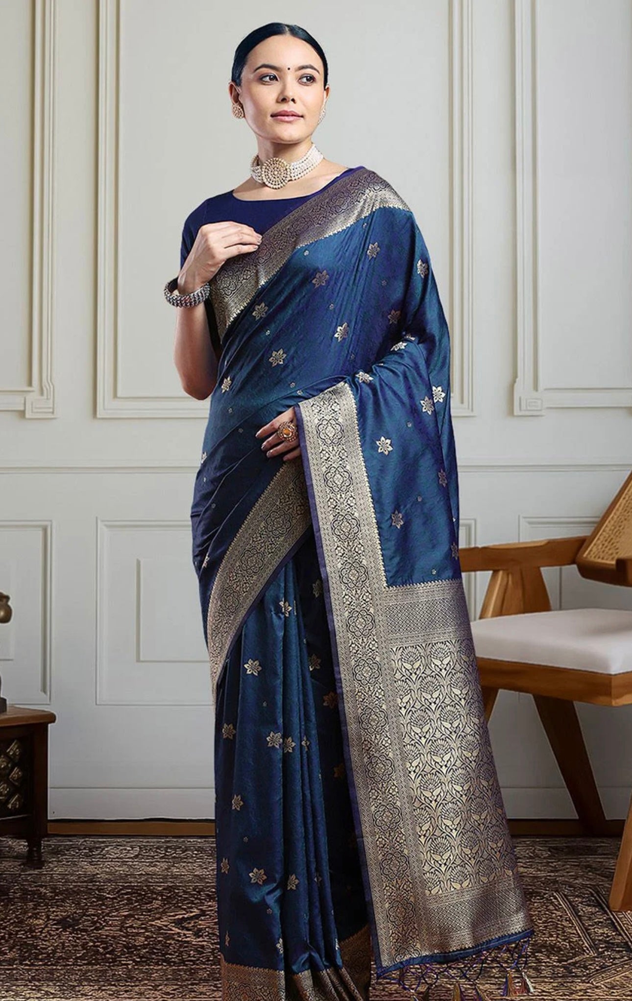 Indigo Kanjiwaram Saree
