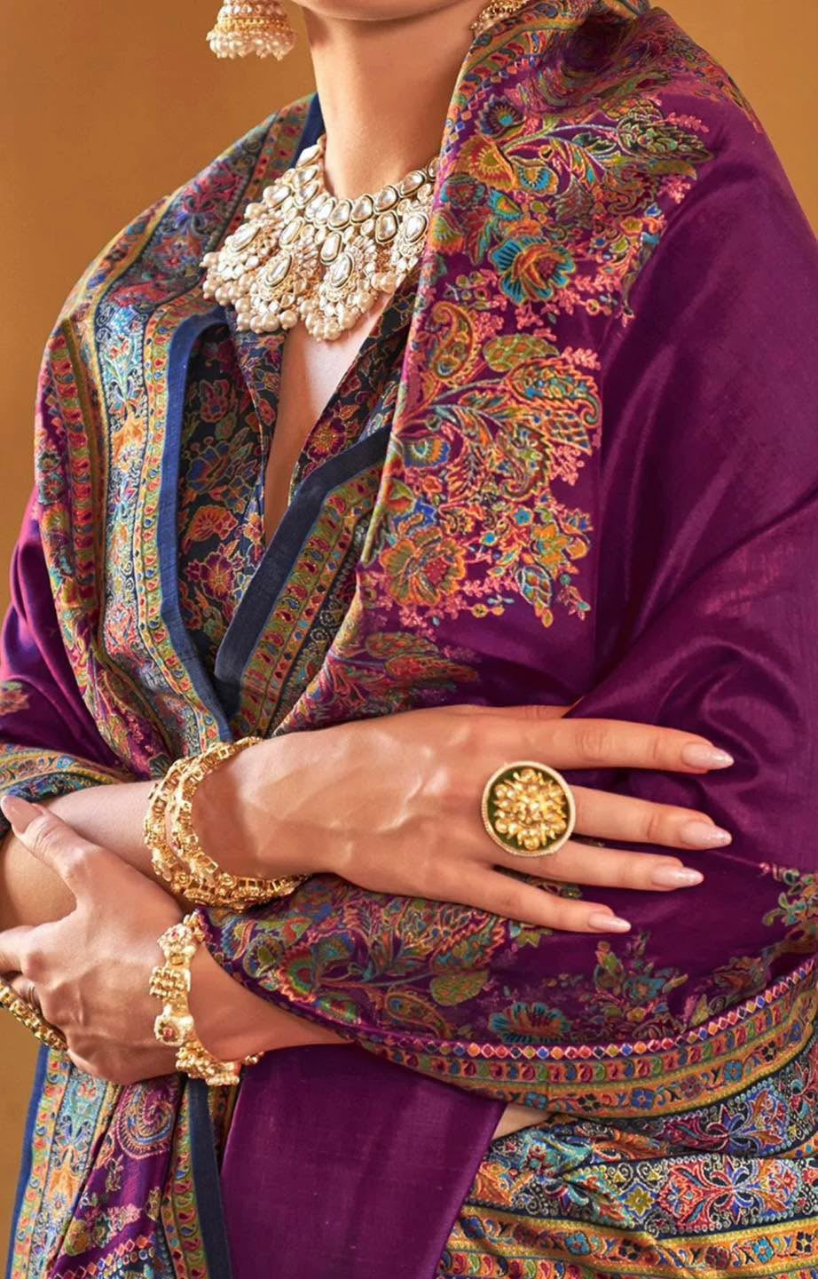 Purple n Pink Kani Silk Saree